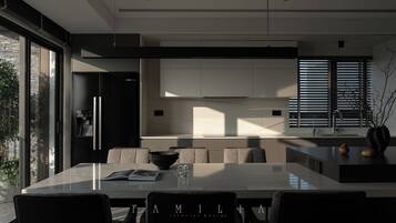 Fridge, oven, dishwasher, electric kettle