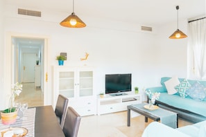 Family Apartment, 2 Bedrooms | Living area | Flat-screen TV - Sky Sea Holidays Mijas Costa (Mijas)
