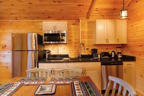 Fridge, microwave, oven, stovetop - Cozy Cabin with second floor loft, outdoor BBQs, campfire pits, and more! (Lake Placid)