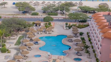 2 outdoor pools, open 9:00 AM to 9:00 PM, free pool cabanas