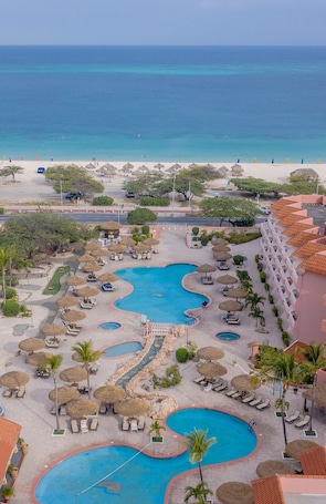 2 outdoor pools, open 9:00 AM to 9:00 PM, free cabanas, sun loungers