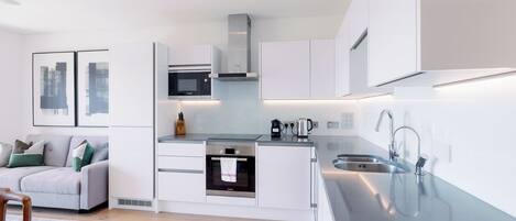 Fridge, microwave, oven, dishwasher