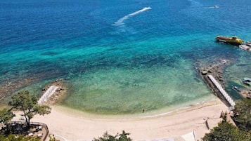 On the beach, white sand, free beach shuttle