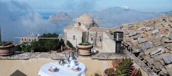Noble palace sky view in the mountains, near the historic center of Erice