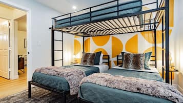 1 bedroom, desk, iron/ironing board, travel crib