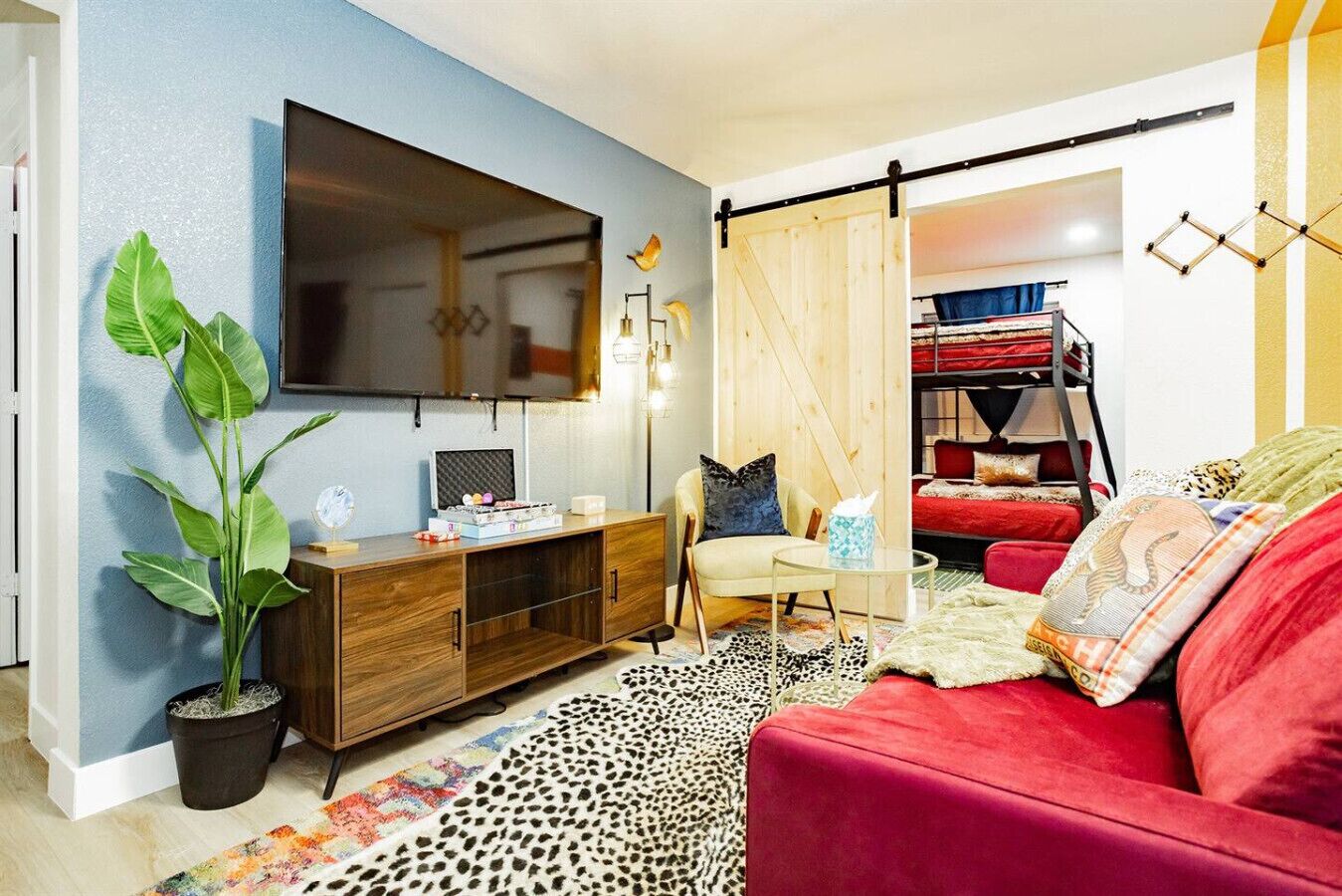 1 bedroom, desk, iron/ironing board, travel crib