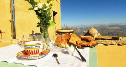 Noble palace with sky view in the mountains, near the historic center of Erice