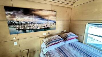 1 bedroom, desk, iron/ironing board, travel cot