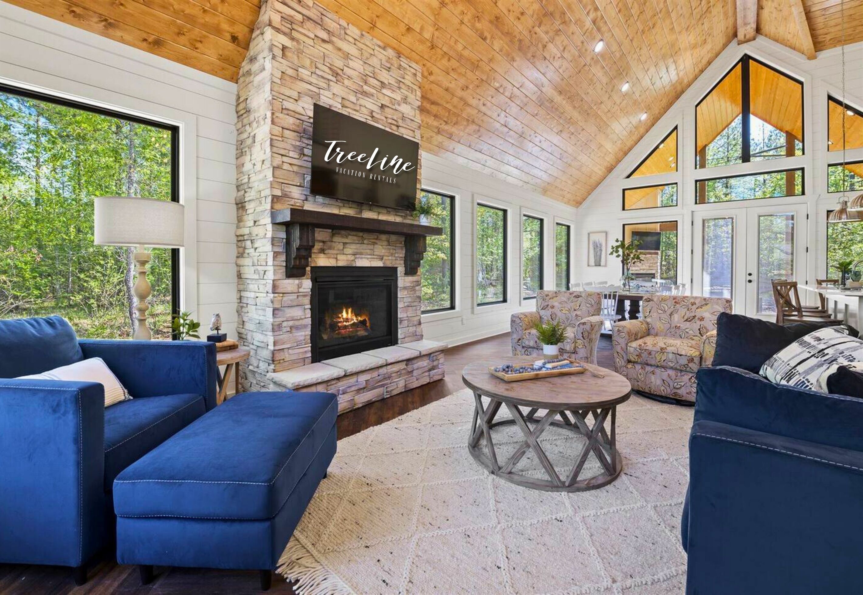 Smart TV, fireplace, video games