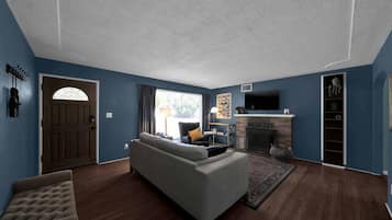 TV, fireplace