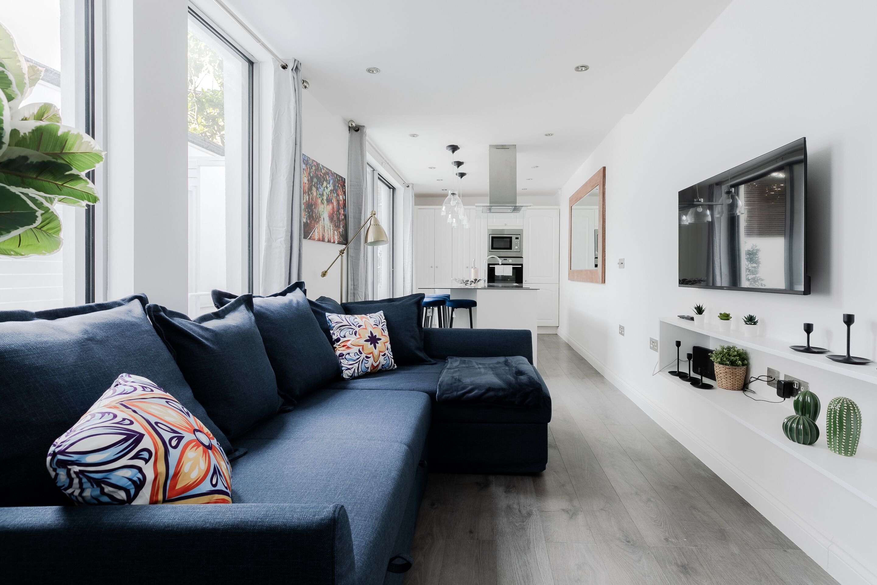 42-inch flat-screen TV with cable channels