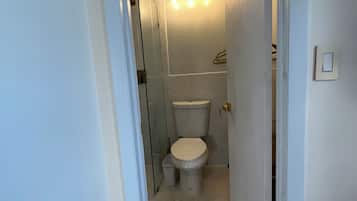 Douche, sèche-cheveux, serviettes fournies, savon