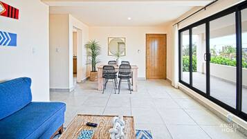 Comfort Apartment, 2 Bedrooms, Balcony | Living area | Smart TV, streaming services