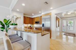 Fridge, microwave, oven, stovetop - Luxury Waterfront Condo in Esplanade Shoppes, Steps to Dining & Beaches! (Marco Island)