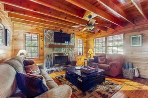 تلفزيون، مدفأة، مشغل دي في دي