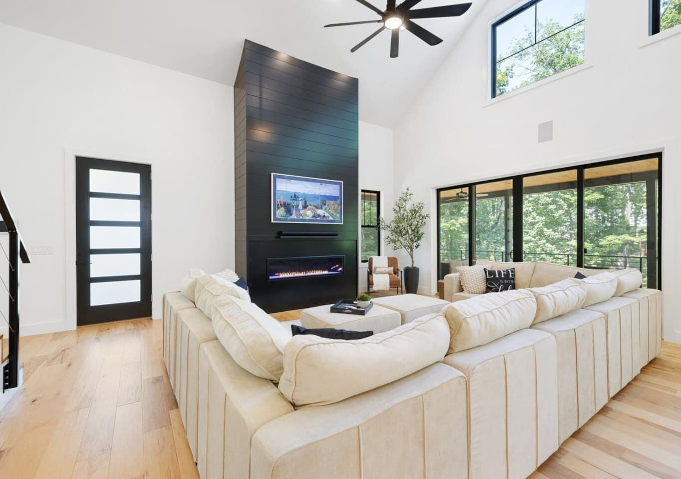 TV, fireplace, foosball