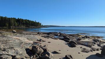 Plage, chaises longues
