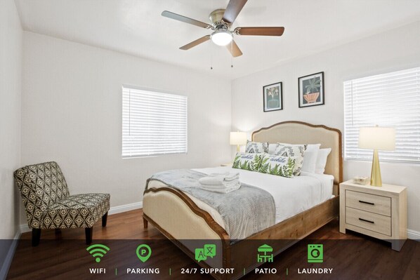 3 dormitorios, tabla de planchar con plancha, wifi gratis y ropa de cama