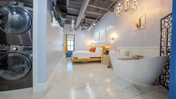 Desk, iron/ironing board, travel crib, free WiFi