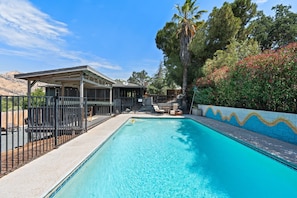 Outdoor pool - Stunning Sequoia Hills Villa w/ pool, Game room, Hot tub, Firepit and EV charger (Three Rivers)