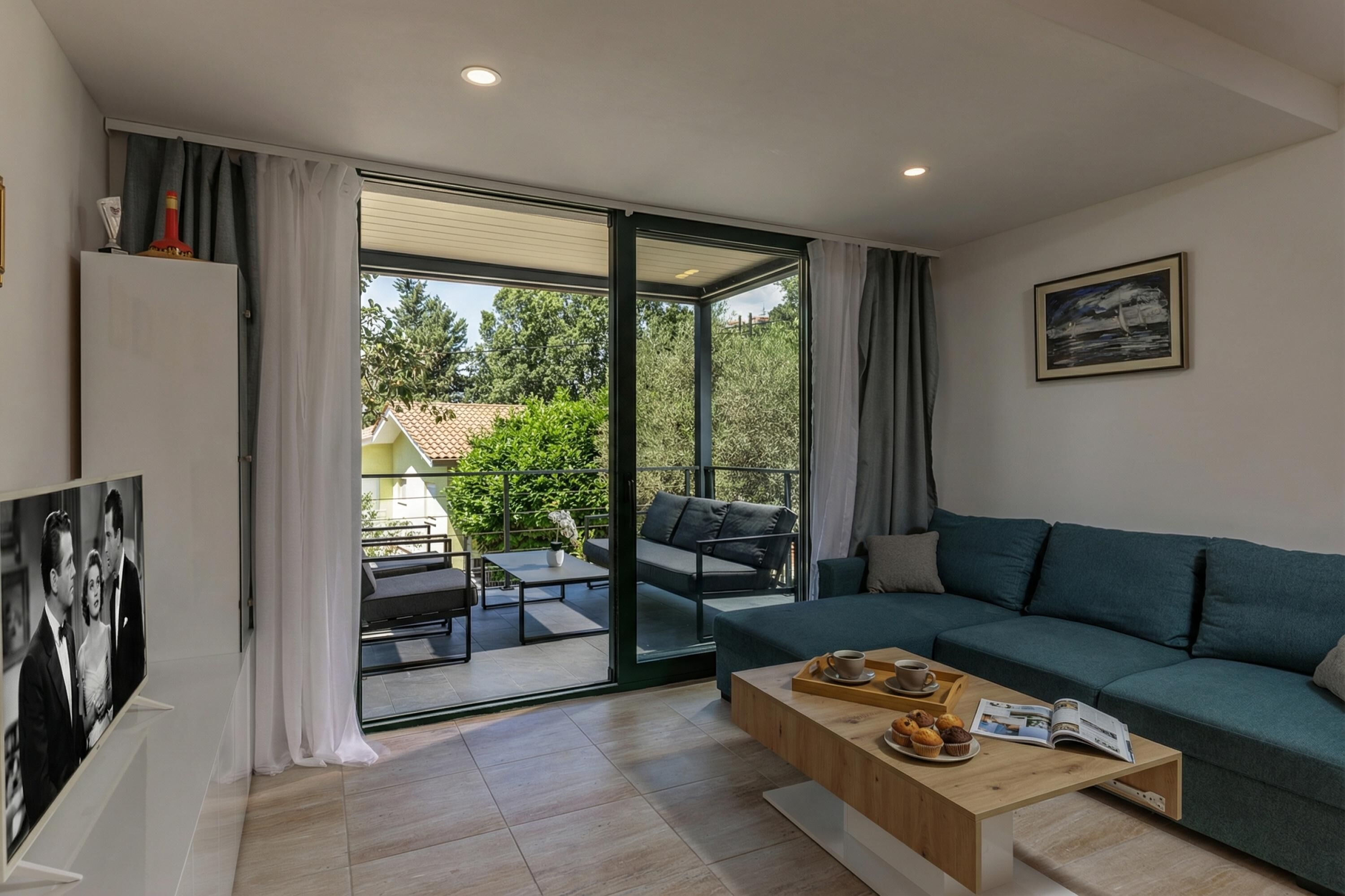 21-inch flat-screen TV with digital channels, TV