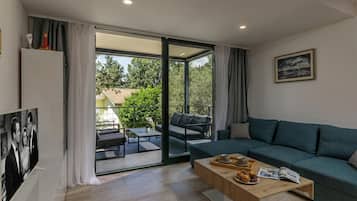 21-inch flat-screen TV with digital channels, TV