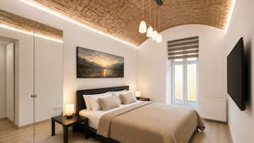 Apartamento básico, 1 quarto, para não fumantes, cozinha | Quartos à prova de som, ferros/tábuas de passar roupa, Wi-Fi de cortesia