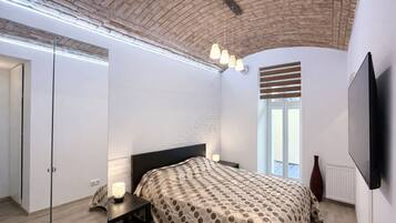 Apartamento básico, 1 quarto, para não fumantes, cozinha | Quartos à prova de som, ferros/tábuas de passar roupa, Wi-Fi de cortesia