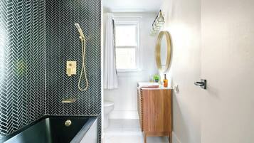 Eco-friendly toiletries, hair dryer, towels, soap