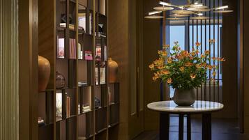 Premium bedding, free minibar items, in-room safe, desk