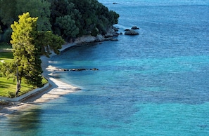 On the beach, white sand