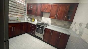 Fridge, microwave, electric kettle, blender