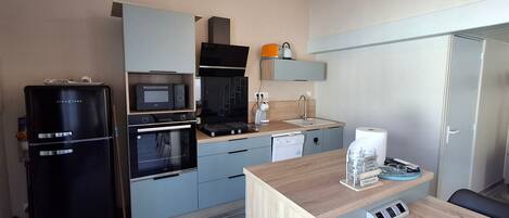 Kühlschrank, Mikrowelle, Ofen, Herdplatte