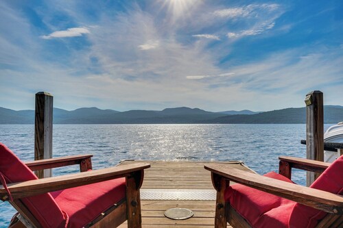 Waterfront Lake George Lodge w/ Boat Dock & Deck!