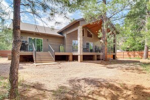 House (3 Bedrooms) | Interior - Fire Pit + Deck: Airy Cabin Near Pinetop Lakes (Pinetop)