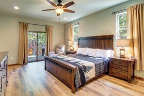 House (3 Bedrooms) | Interior - Fire Pit + Deck: Airy Cabin Near Pinetop Lakes (Pinetop)