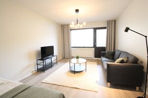 Apartamento estándar, balcón | Zona de estar