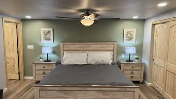 1 bedroom, desk, laptop workspace, iron/ironing board