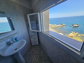 Shower, bidet, towels, soap