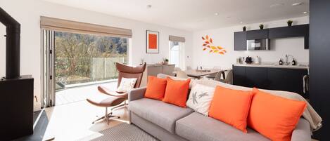 Televisión y chimenea