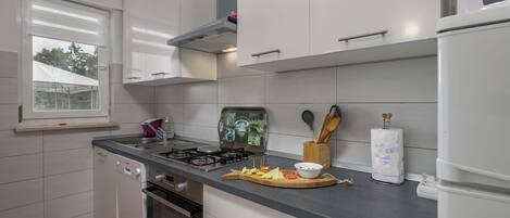 Familienapartment, Mehrere Schlafzimmer (Countryside Apartment Giani) | Eigene Küche | Kühlschrank, Mikrowelle, Ofen, Herdplatte