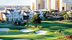 A golf course with bunkers and a clubhouse. - Exceptional 3 bed and 3 bath Reunion Resort condo, with stunning golf views!  (Kissimmee)