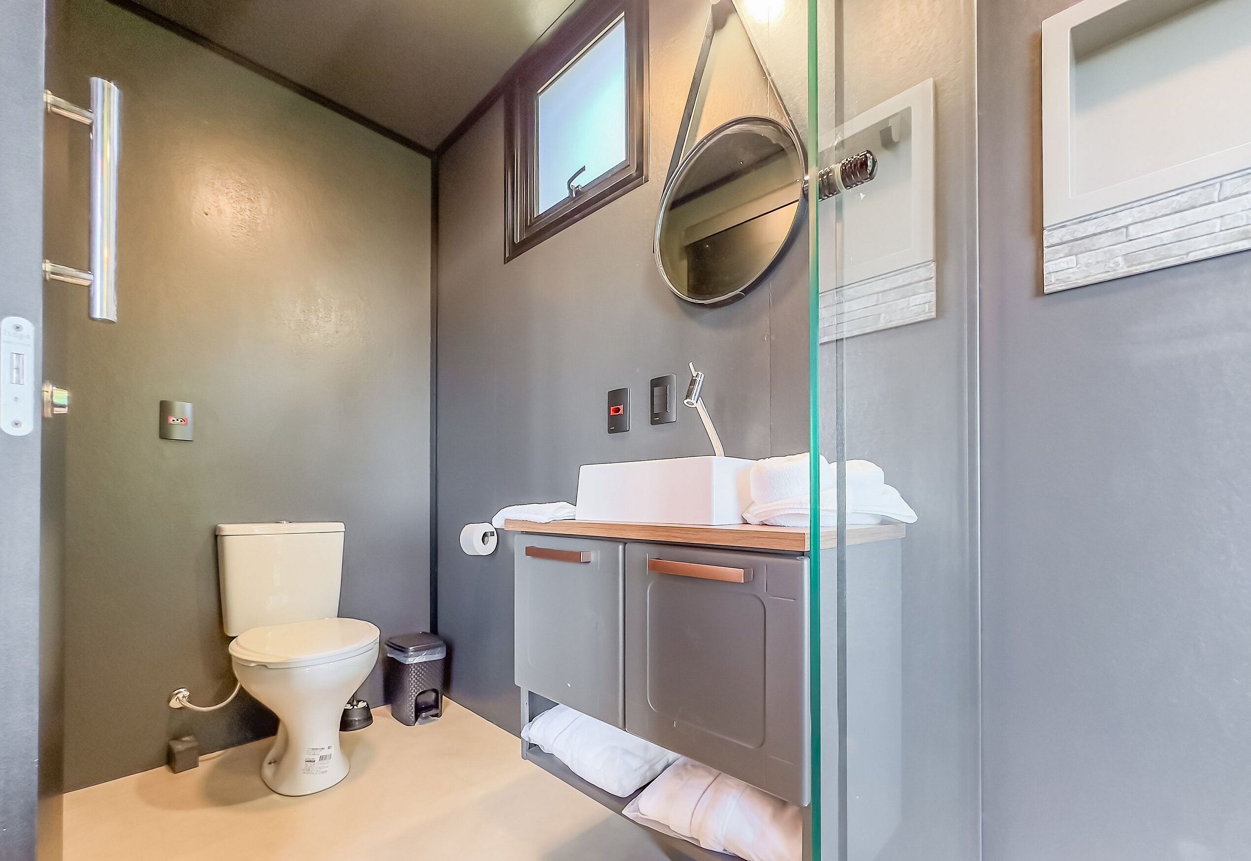 Separate tub and shower, hair dryer, towels, soap