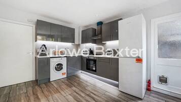 Fridge, microwave, oven, coffee/tea maker