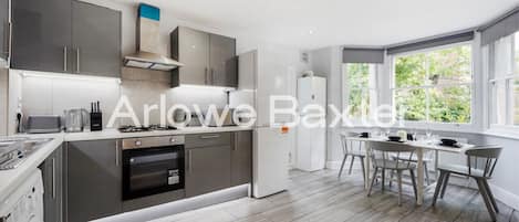 Fridge, microwave, oven, coffee/tea maker