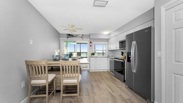 Fridge, microwave, dishwasher, coffee/tea maker