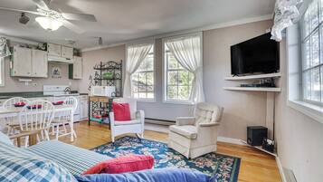 TV, DVD player, books