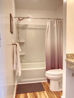 Estudio Deluxe, 1 cama de matrimonio | Baño | Secador de pelo, toallas, jabón y champú