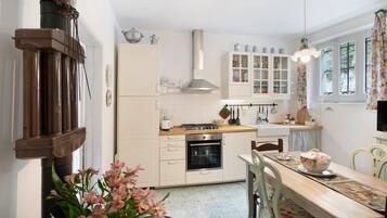 Fridge, oven, stovetop, coffee/tea maker