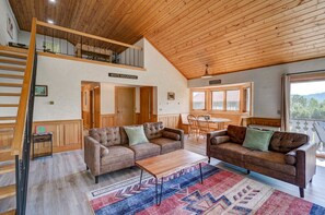 Smart TV, fireplace, foosball